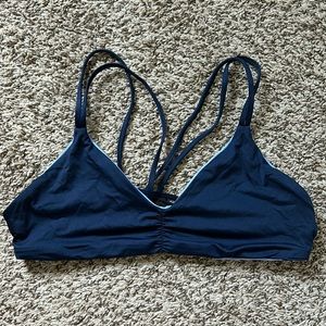 PATAGONIA Women's Reversible Seaglass Bay Bikini Top Size Medium Navy/Purple